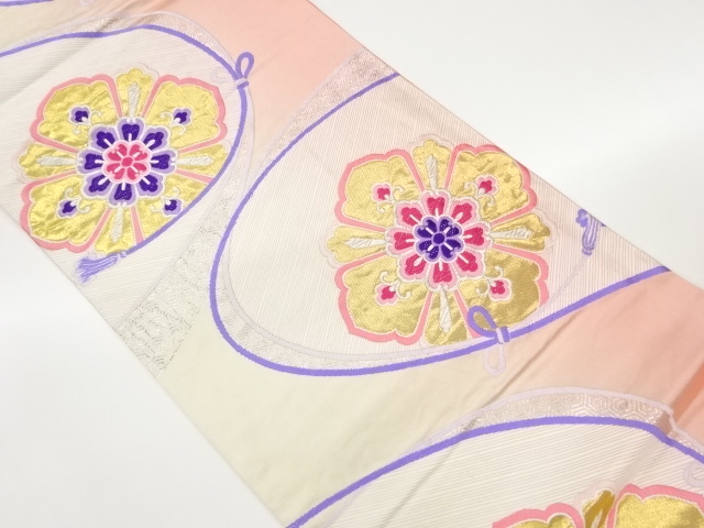 華文に紐模様織出し袋帯